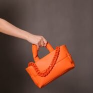 کیف چرم pu ترک طرح پنبه دوزی مدل کراس بادی رنگ نارنجی